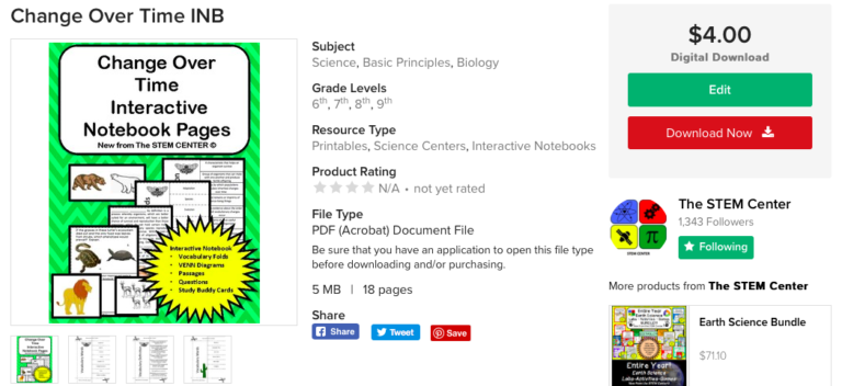 Change Over Time Interactive Notebook - The STEM Center